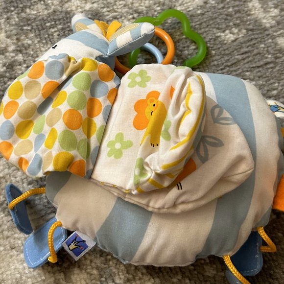 Manhattan Toy Co Plush Light Blue and White Happy Zebra Book and Attachment Ring - Picture 2 of 3